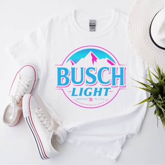 COPY - Pink and Blue Busch Light Logo Tshirt - Picture 1 of 1